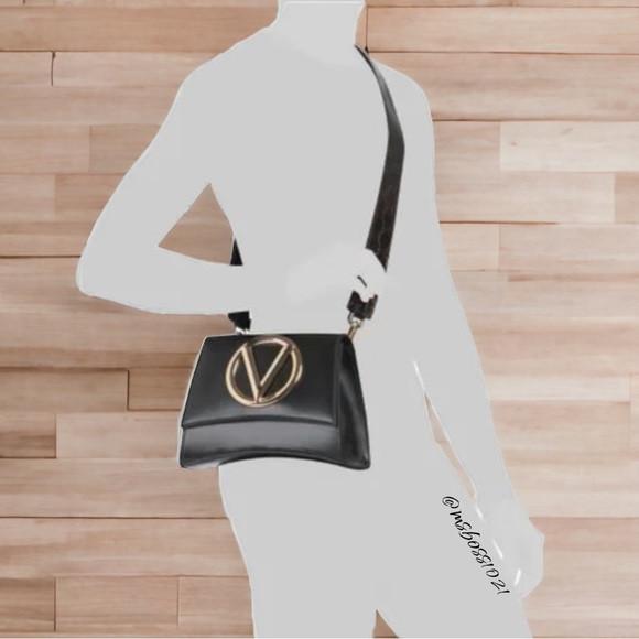 VALENTINO by Mario Valentino Italy Leather Honey Forever Crossbody in Black NWT - Picture 10 of 13